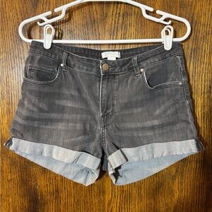 H&M Gray Jean Shorts with Cuffed Hem and Distressed Details